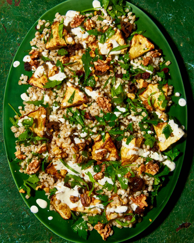 Celeriac & Pearl Barley Salad with Roasted Garlic - Another Pantry