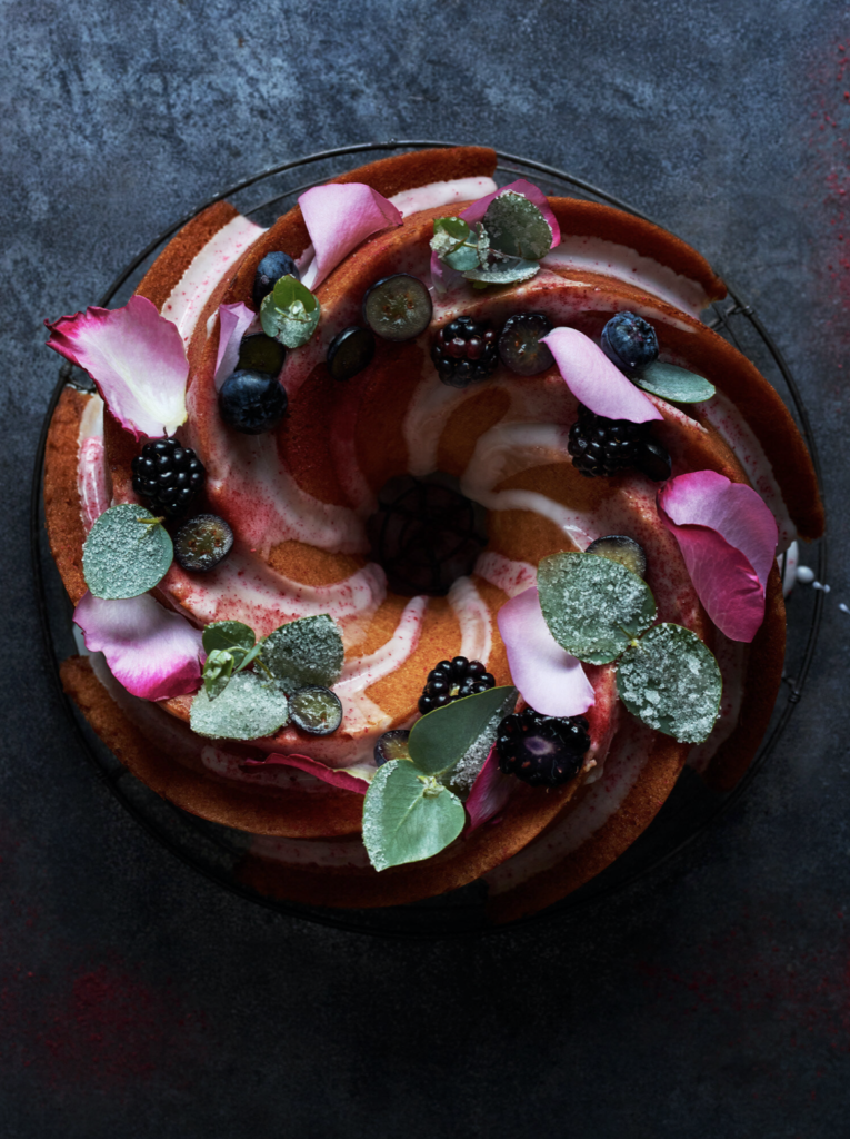Lemon Drizzle Bundt with Berries and Rose - Another Pantry