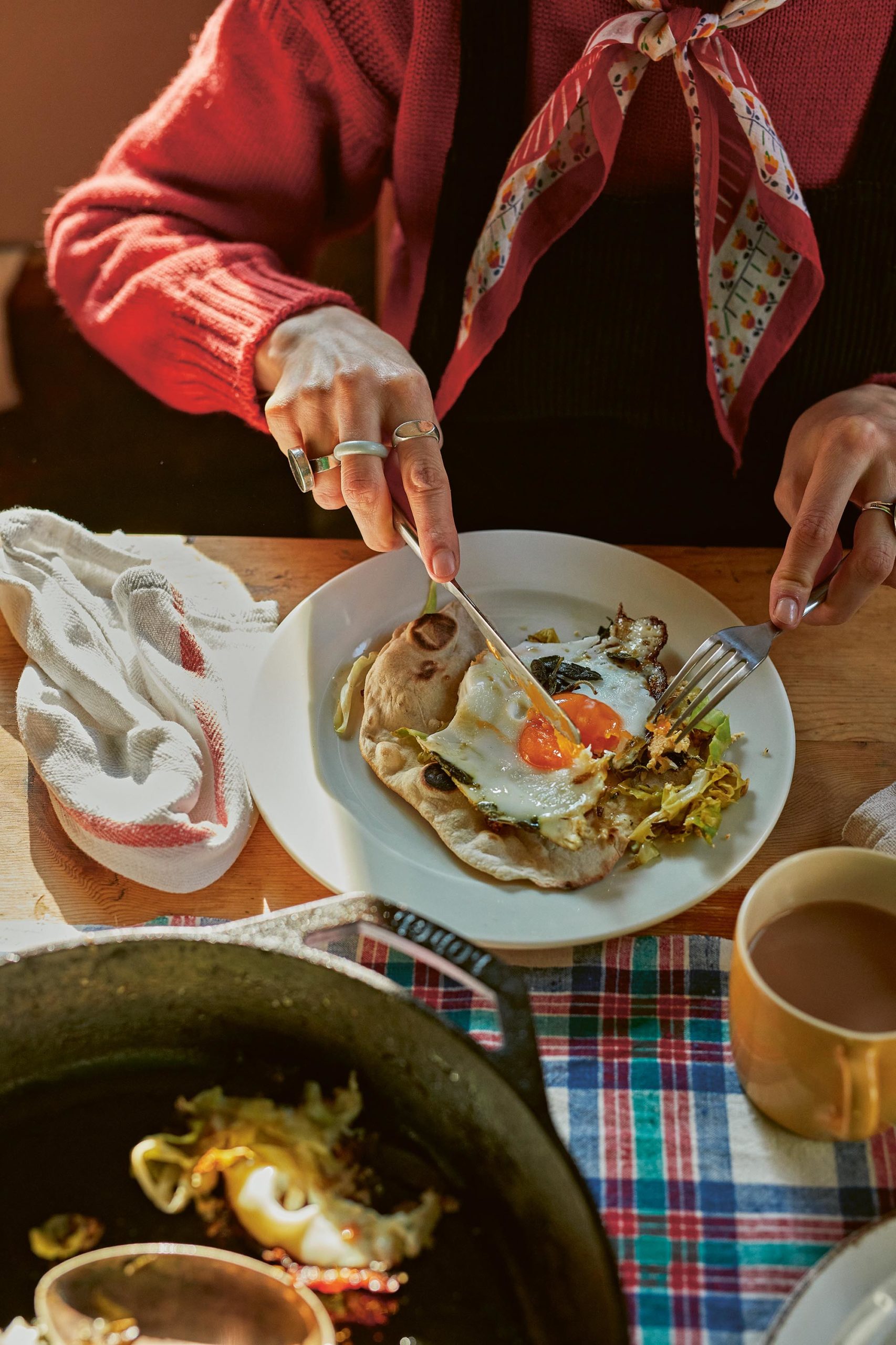 Yoghurt Flatbreads with Sage-Fried Eggs and Lemony Greens - Jessica Elliott Dennison - Another Pantr