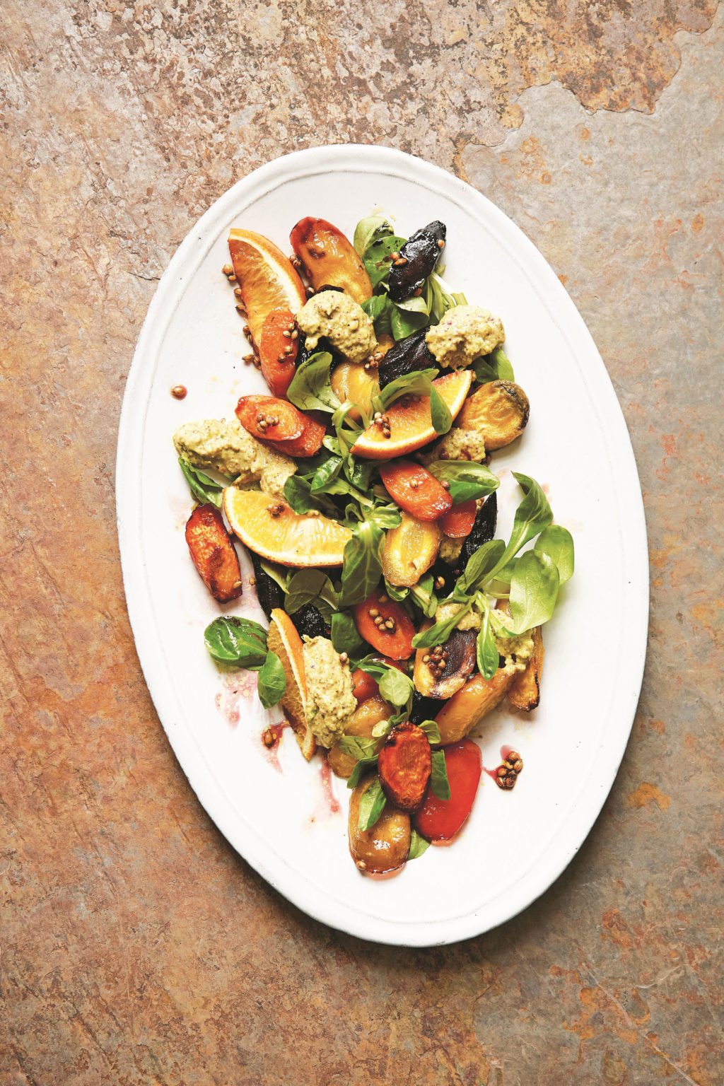 Roasted Carrots with Pistachio Cream, Coriander Seeds and Honey Honey