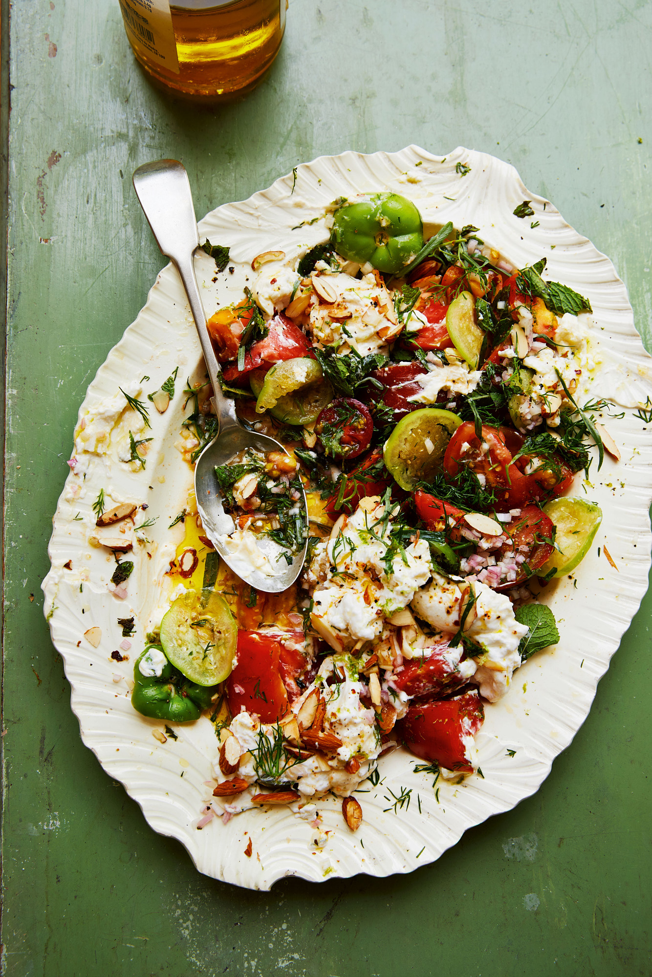 Burrata with Fresh Tomatillo Salad - Another Pantry